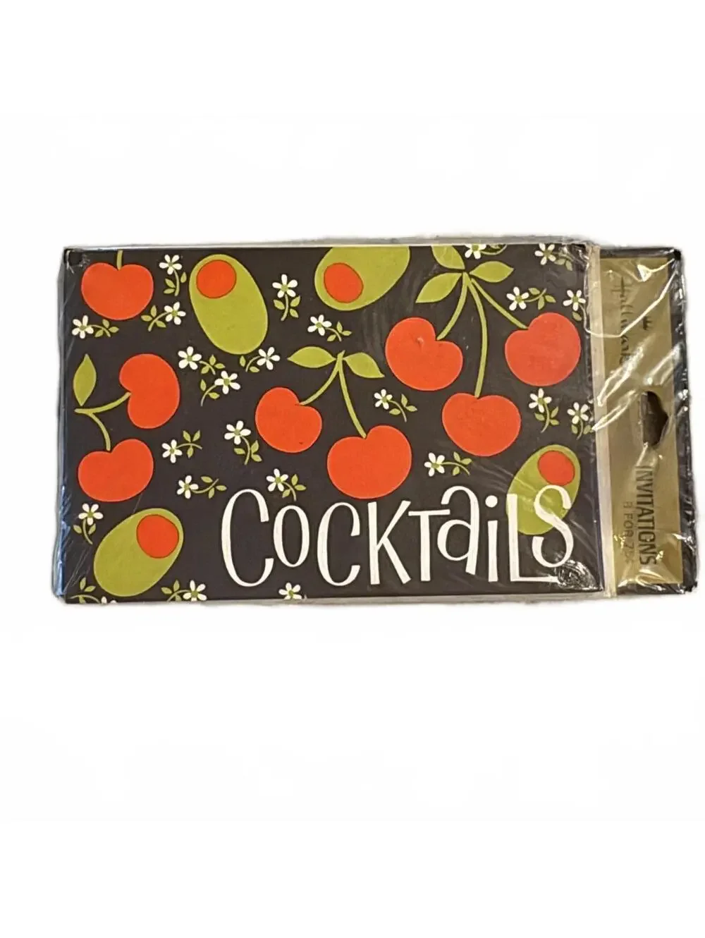 Vtg 70s‎ Hallmark Cocktail Invitations Sealed NOS Retro MCM Olives Cherries Mod